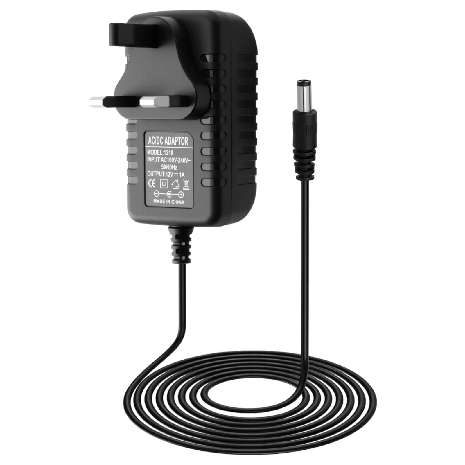 12V 1A Power Supply Adapter 1M, AC/DC Adapter 100-240V 50/60Hz AC to DC 12V 1A Plug Power Adapter Compatible with 5.5x2.5mm and 5.5x 2.1mm Jack Connector for LED Strip Lights Router CCTV Camera