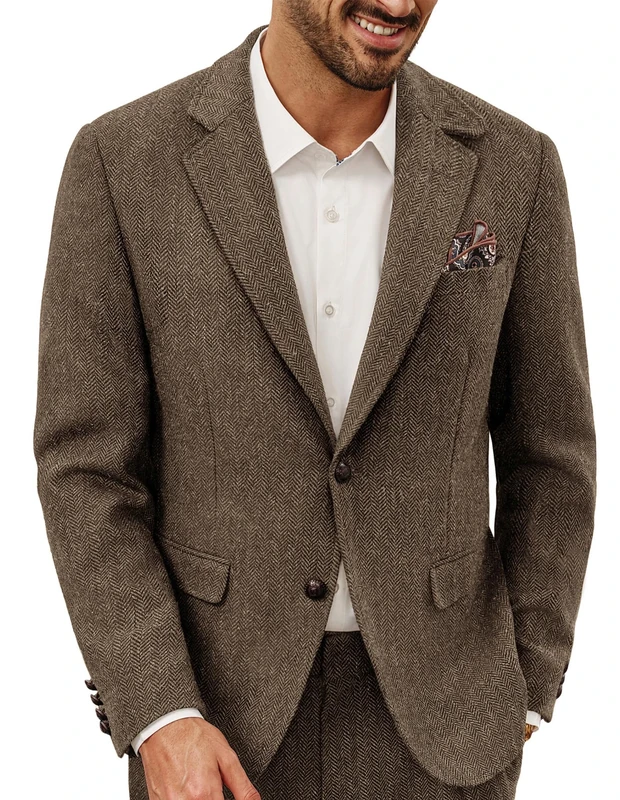 PJ PAUL JONES Mens Blazers Smart Casual Vintage Blazer Jacket Wool Suit Jackets Regular Fit Blazer M Khaki