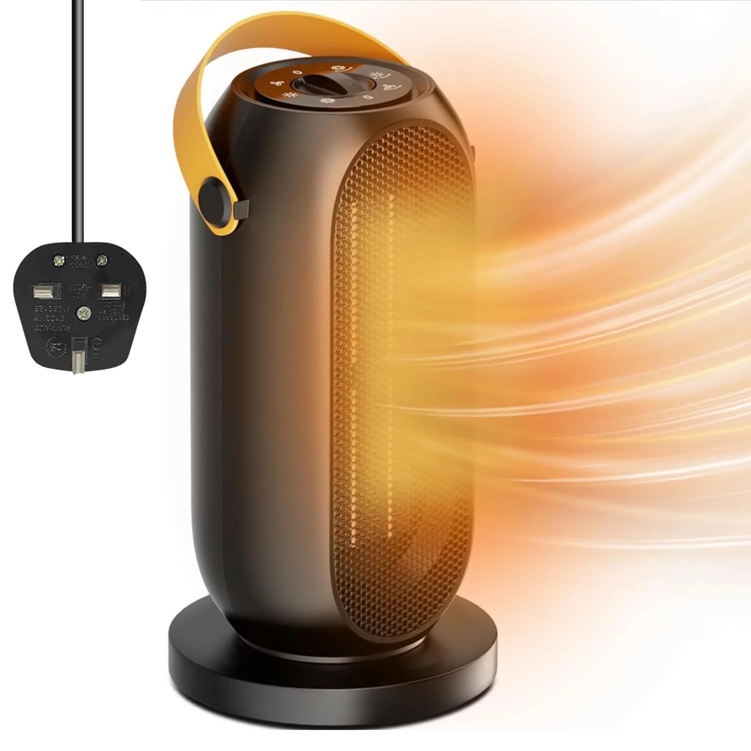 Portable Space Heater, Electric Heater Fan, Energy Efficient Electric Heaters, 600/1200W PTC Ceramic Heater with Tip-Over&Overheat Protection, 90°Oscillation,6 Modes Adjustable Heaters for Home,Office