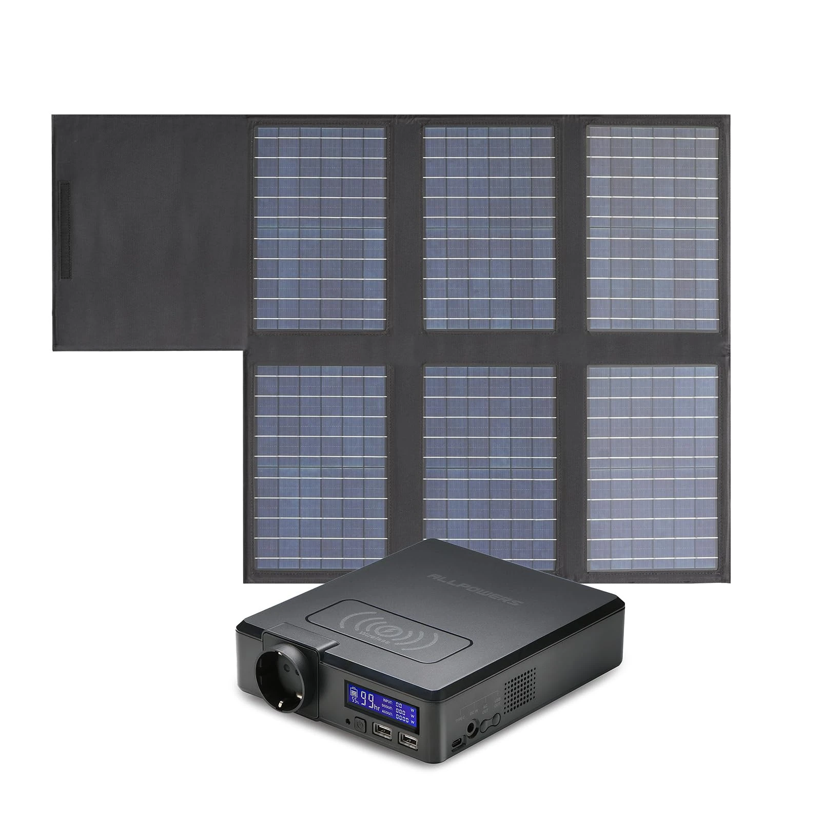 ALLPOWERS S200 Power Station with Solar Panel, 154Wh/41600mAh Portable Power Station with 60W Foldable Solarpanel, 200W Solar Generator with 230V AC Output/12W USB-A/USB-C for Motorhome Camping