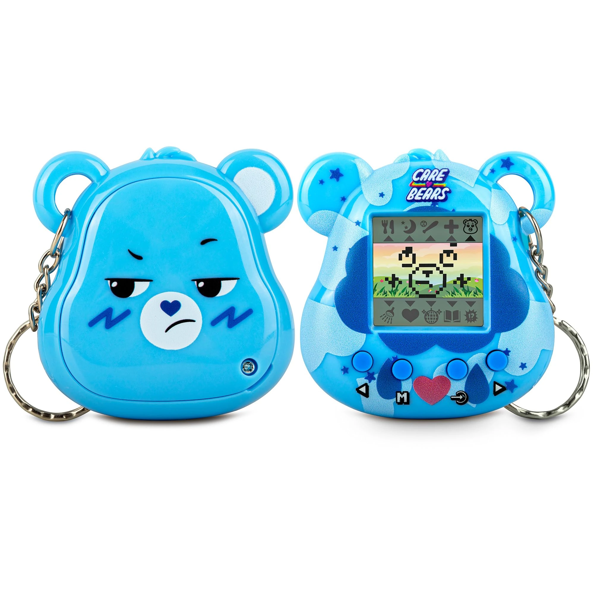 Care Bears Digital Pet - Grumpy Bear Cyber Pet with Care Features, 1.4” Inch Screen, Handheld Interactive Virtual Pets for Kids, Collectible Electronic Toy, Battery Included