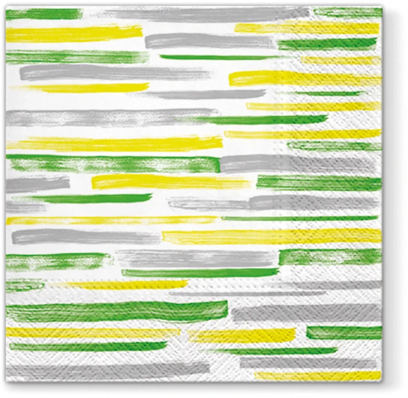 Decorative Paper Napkins Serviettes 33cm x 33cm (Pack of 20) (Watercolor Stripes Green)