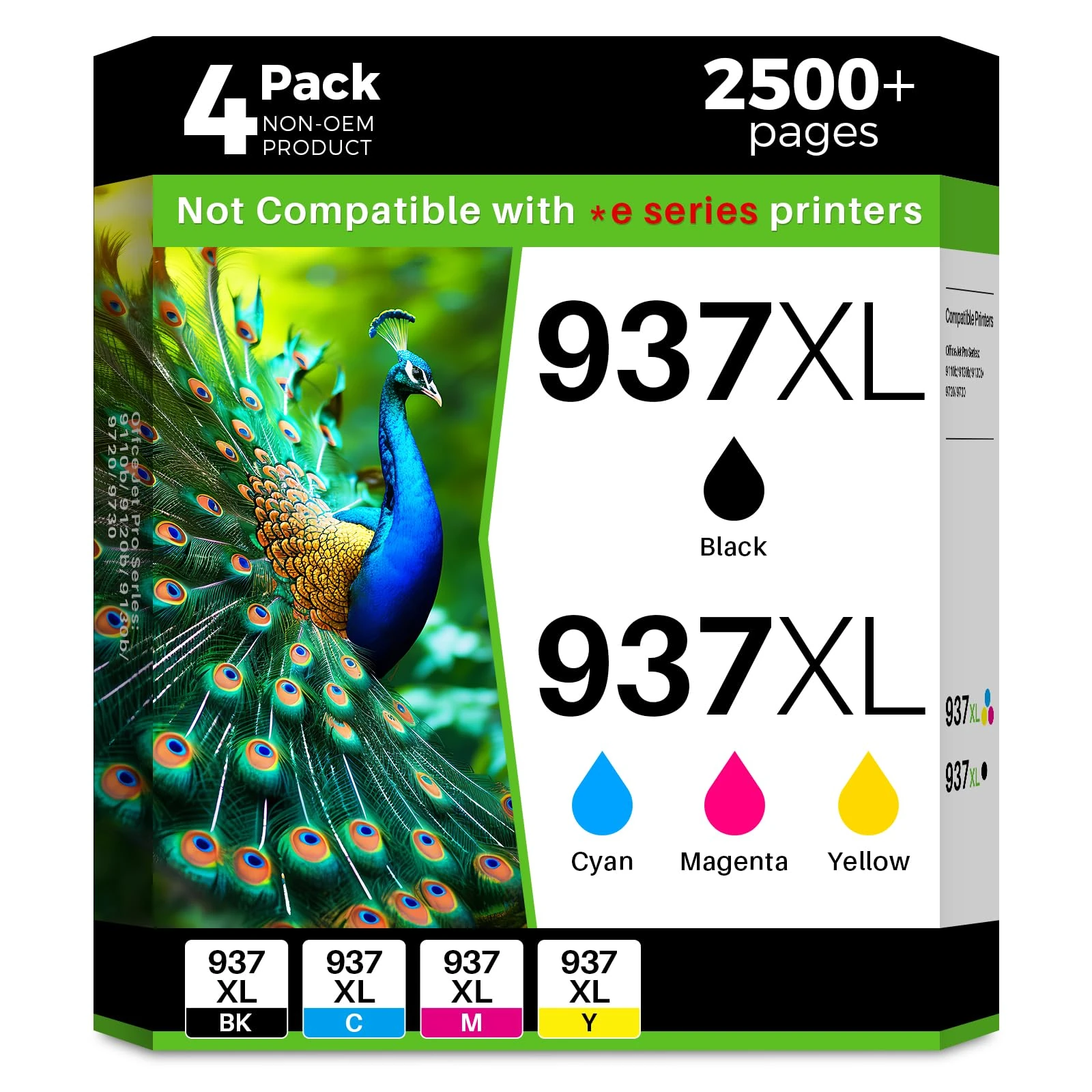937e 937 Ink Cartridge Multipack 937XL for HP 937 Ink Cartridge 937e Compatible with HP Officejet Pro 9120b 9110b 9720b 9130b 9117b 9720 9730
