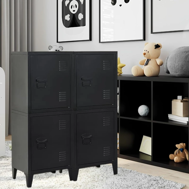 FurnitureR 1-Pack Black Storage Cabinet, Industrial Design, Metal Material, Home Office Use, Removable Shelf, Durable Space-Saving Organizer, Easy Access Door, Perfect for Modern Workspaces