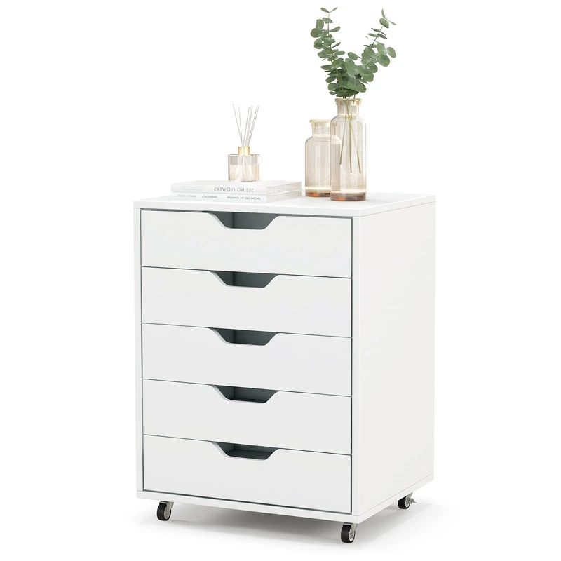 FANTASK Drawer Cabinet with Wheels, Rolling Container, Mobile Cabinet with 5 Drawers for Home - Image 1
