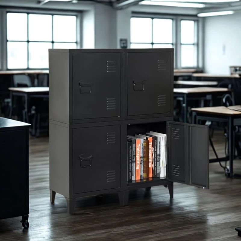 FurnitureR 1-Pack Black File Cabinet, Compact and Modern Design, Durable Metal Construction, Ideal for Home and Office, Removable Shelf for Customizable Storage