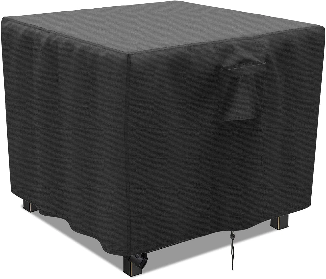 Fenghome Fire Pit Cover, Waterproof Square Fire Pit Cover with Adjustable Hem for Garden Furniture Fire Pit Table Heavy Duty Windproof Outdoor Fireplace Cover-84x84x61cm(Black)