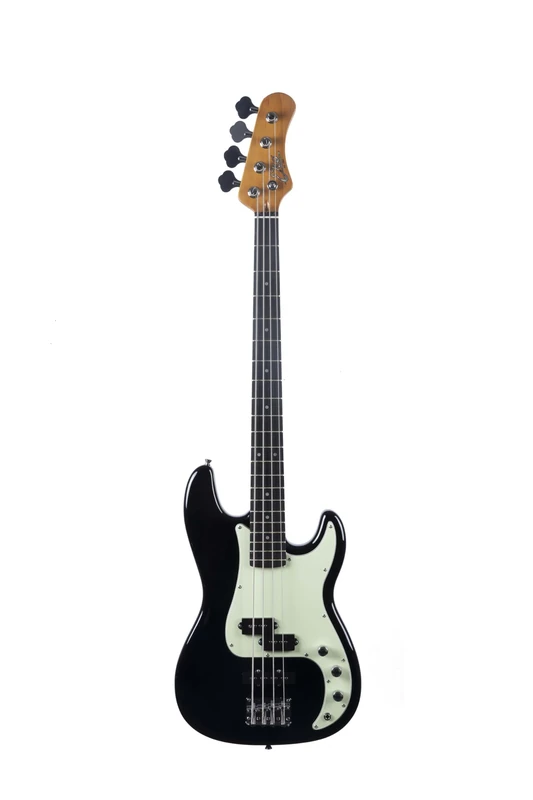 EKO Guitars PJ‑300 Electric Bass, Poplar Body, Maple Handle, Laurel Keyboard, JB + PJ Pickup, Vintage Bridge, 21 Keys, Black