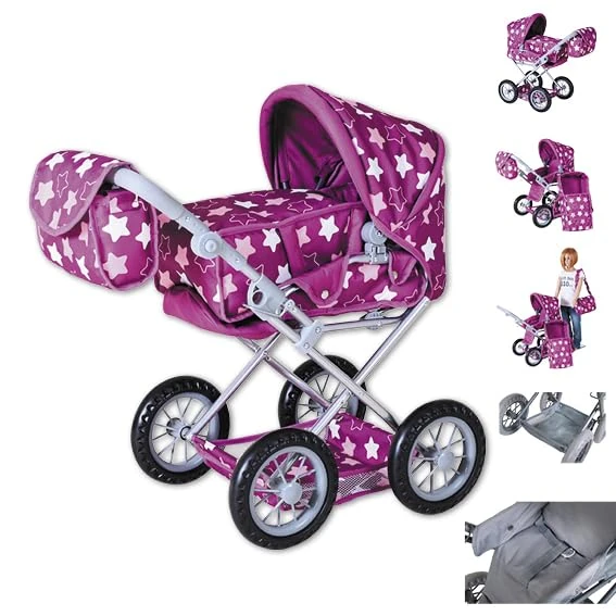 Knorrtoys 63145 Doll's Buggy Ruby Star Dark Pink
