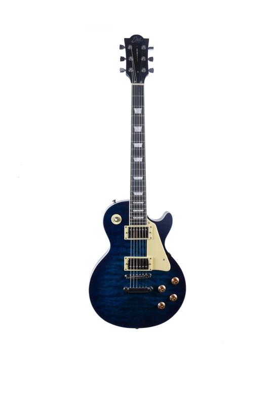 EKO GUITARS LS‑300 Electric Guitar, Poplar Body, Maple Handle, WPC Fingerboard, 2 Humbucker Pickups, Tune-O-Matic Bridge, 22 Frets, Blue Quilted