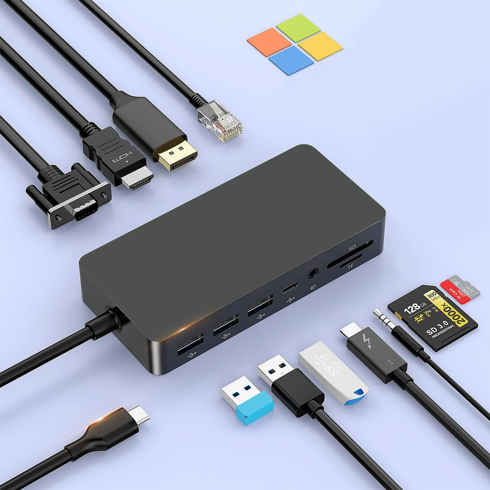 Microsoft Surface Thunderbolt 4 Dock Triple Displays, 4K/60Hz HDMI+DP+VGA 3XUSB Surface Pro USB-C Docking Station with PD100W Charge for Surface Pro 11/10/9/8/X/7+/7,Laptop 7/6/5/4/3,Laptop Studio