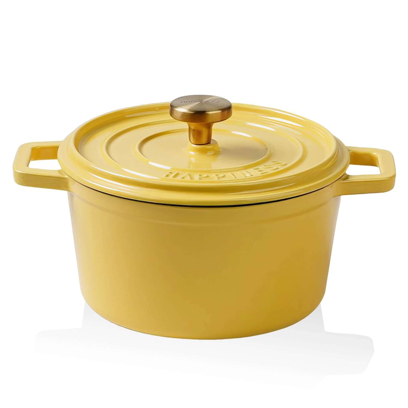 Dutch Oven Pot with Lid, 1.5 Qt Nonstick Enameled Cast Iron Dutch Oven with Dual Handles, Kitchen Cookware Soup Pot for Braising Stews Roasting Baking, Safe across All Cooktops (Yellow)