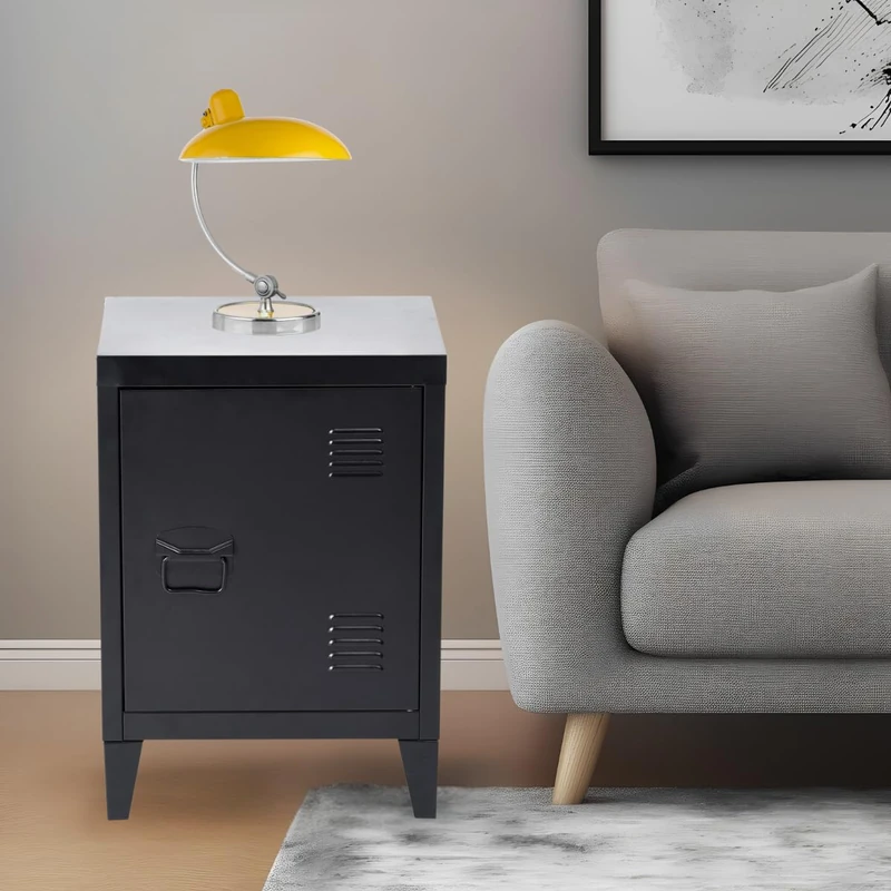 FurnitureR 1-Pack Black Mobile File Cabinet, Industrial Style, Durable Metal Construction, Office Use, Removable Shelf Design, Compact and Space-Saving Storage Solution