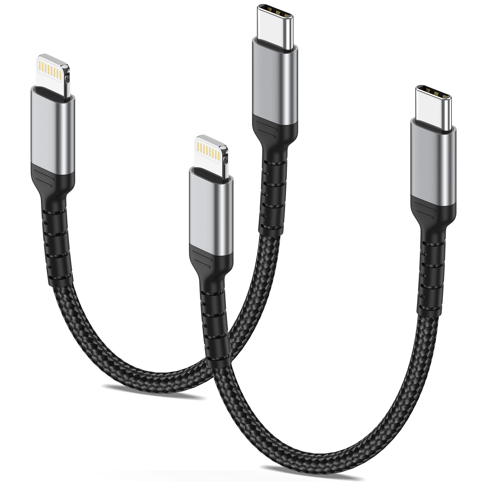 Short USB C to Lightning 15CM, 2Pack, Nylon MFi Certified 0.15M USB-C iPhone Cabel Power Delivery Fast Charging Lead Compatible for Apple 14 13 12 11 Pro Max X XR