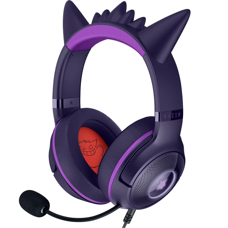 Razer Kraken Kitty V2 - Gengar Pokémon Edition - USB Headset - Gengar Spikes - Stream Reactive Lighting - HyperClear Cardioid Mic - TriForce 40mm Drivers - 7.1 Surround Sound | Violet