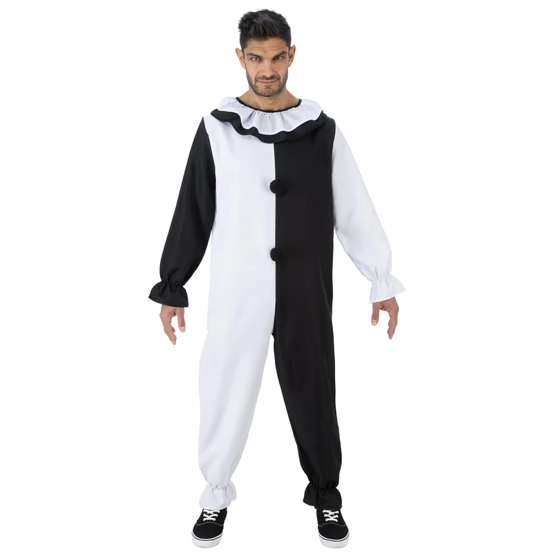 Chaks - Terrifier Art the Clown Jumpsuit, Two-Tone Black and White Horror Look, Costume Jumpsuit for Halloween
