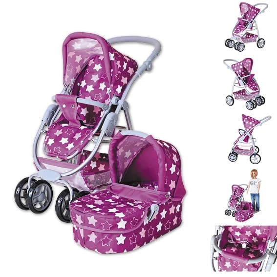 Knorrtoys Coco 90745 Doll's Pram Star Dark Pink