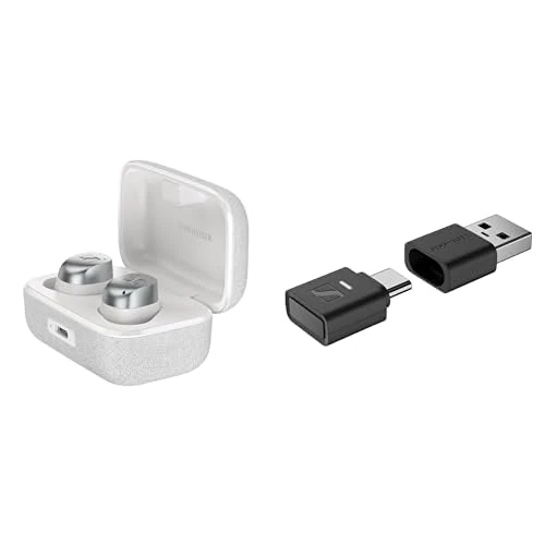 Sennheiser headphone bundle MOMENTUM True Wireless 4, White Silver BTD 700 Dongle