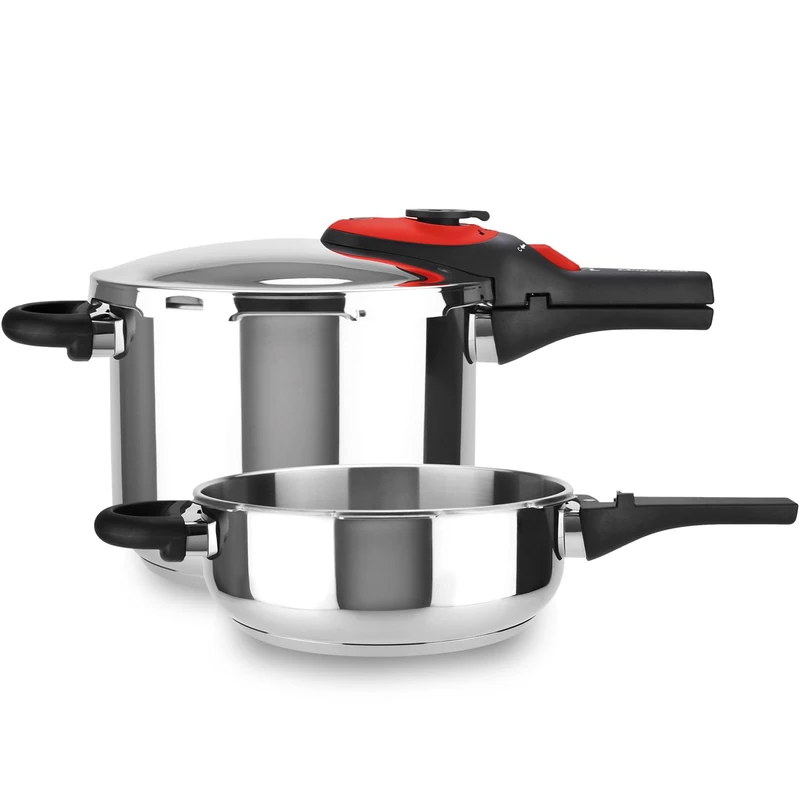 Magefesa Activa2 – Set of Express Quick Cookers 3 + 6L, 18/10 Stainless Steel, 2 Cooking Programs, Suitable for All Types of Cookers, Induction