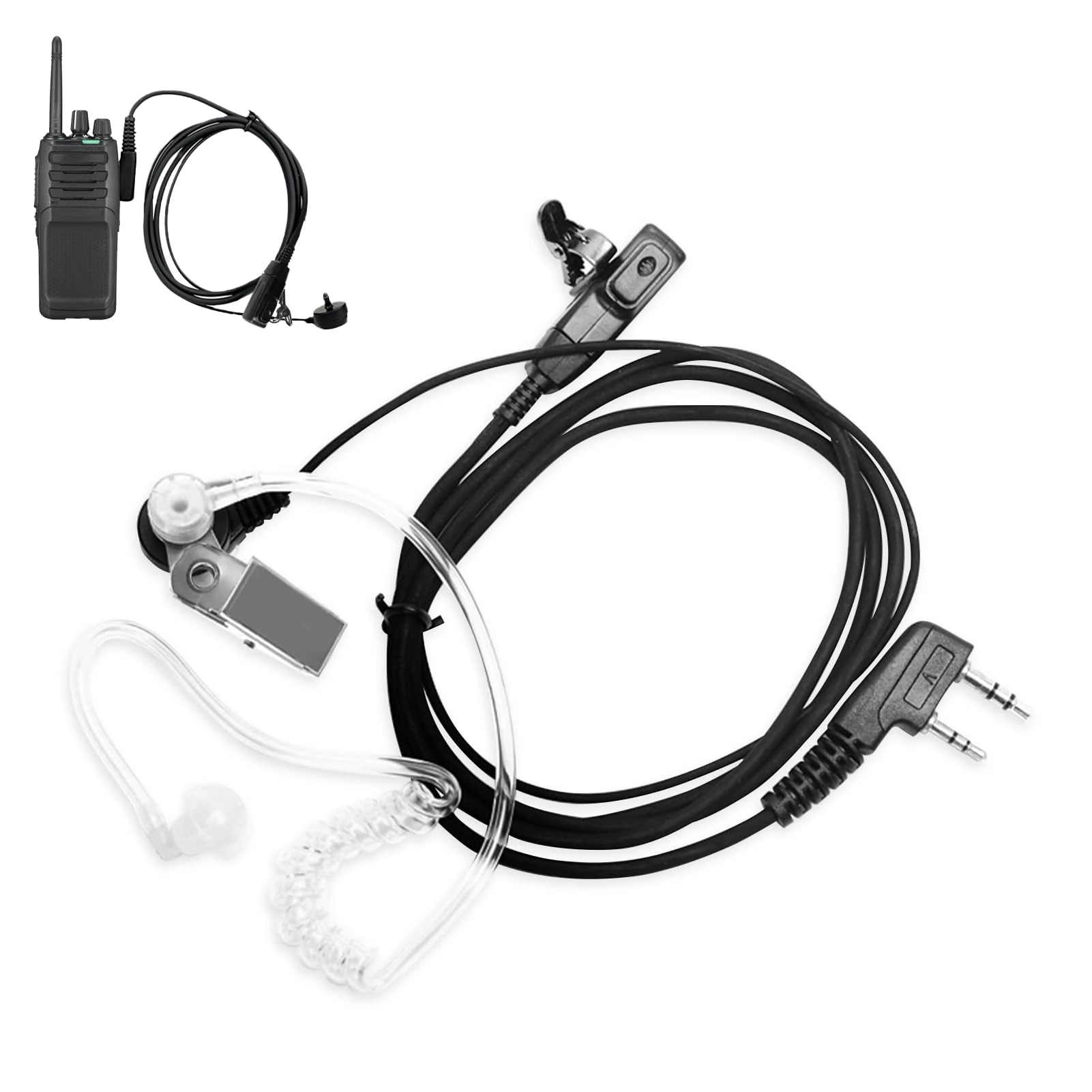 Walkie Talkie Earpiece with Mic, Ear Piece for Radio, Radio Earpiece 2 Pin, Walkie Talkie Headset Suitable for Retevis Baofeng Kenwood 2-pin, Security Ear Pieces for Security Guard Accessories