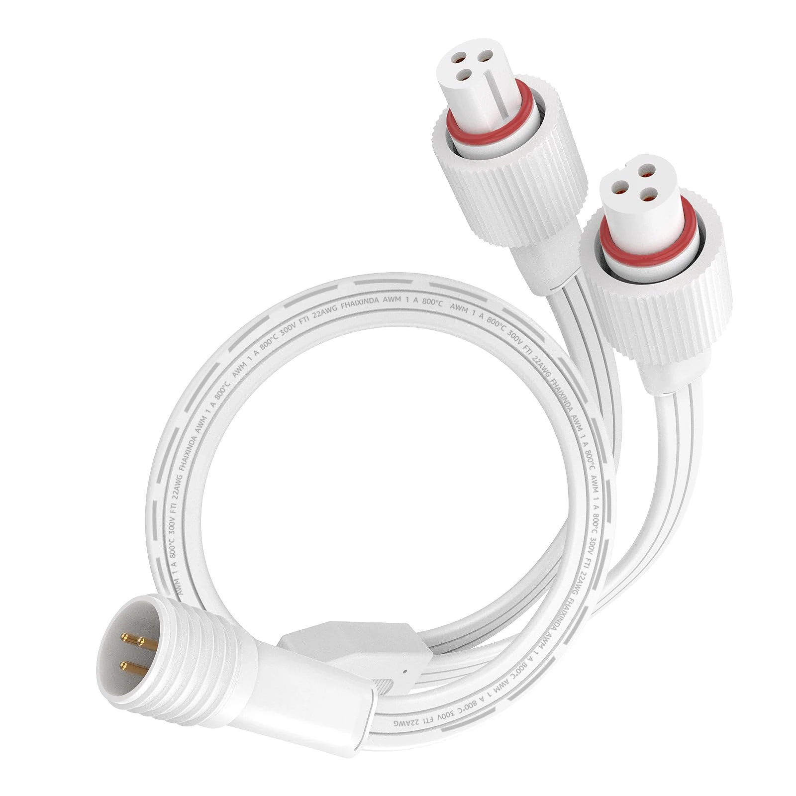 Extension Cable for Govee Outdoor Lights,Waterproof Cord, Compatible with Govee H705A H705B H705C H706A H706B H706C,3 Pin Power Cord for Outdoor Dots String Light, Y-Splitter (1 Male to 2 Female)