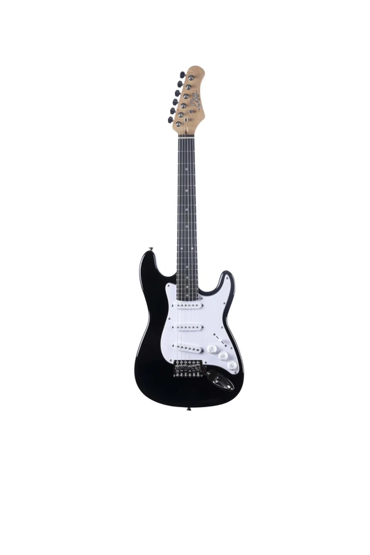 EKO GUITARS ST‑100 3/4 Electric Guitar, Poplar Body, Maple Handle, WPC Fingerboard 21 Frets, 3 Single‑Coil Pickups, Tremolo Bridge, 580 mm Scale, Black