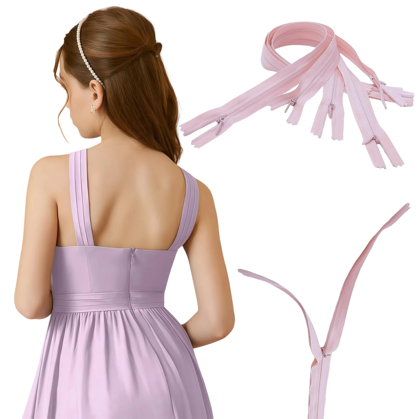 Omeblos 6 Pcs Zip,Zips for Sewing,40cm/16in Pink Zip for Sewing Supplies Bags Wallet Pouches Skirts Dresses and Crafts Tailor Sewing Tools Craft Dressmaking Pillows Cushions Clothes Pants Zips