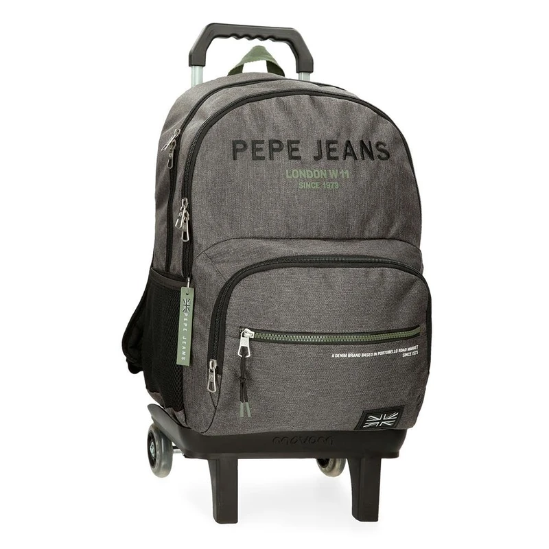 Pepe Jeans Edmon, casual backpack, walking backpack, made of polyester, wide straps, ergonomic and padded, several pockets and compartments, pink by Joumma Bags, anthracite, 33cm x 46cm x 15cm