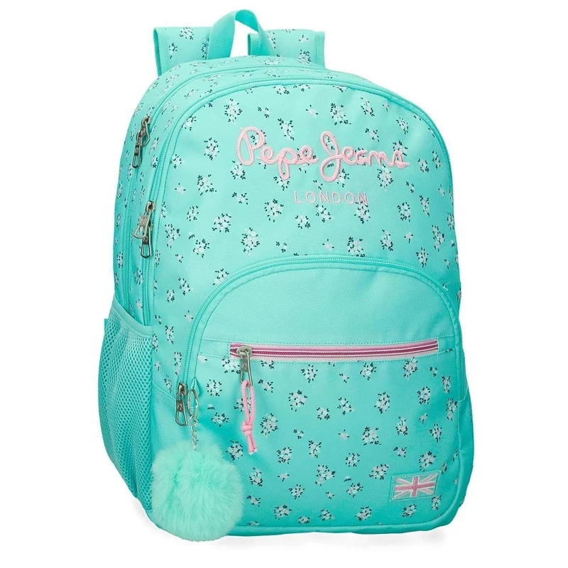 Pepe Jeans Nora Laptop Backpack 15.6" Double Compartment Blue 32x44x22cm Polyester by Joumma Bags