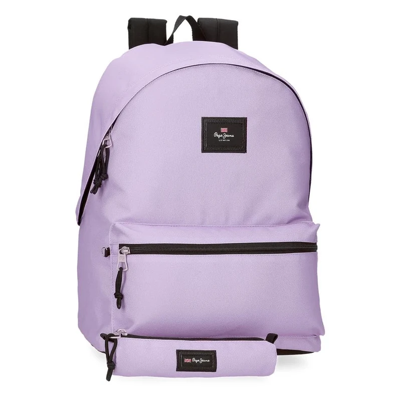 Pepe Jeans Aris Colorful Luggage- Messenger Bag Girls, berry, 31cm x 44cm x 17,5cm, Laptop Backpack Dual Compartment