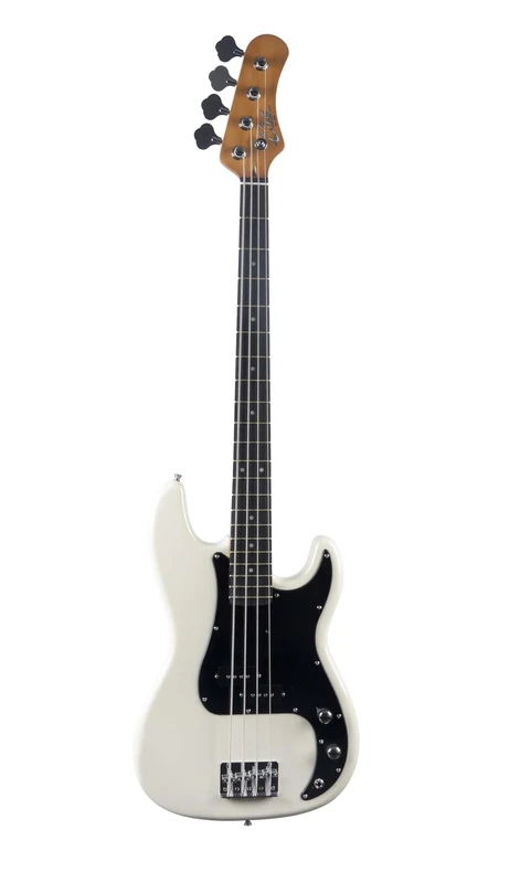 EKO GUITARS PB‑400 Electric Bass, Pawlonia Body, Maple Handle, Laurel Keyboard, 2 Split‑Coil Pickups, Vintage Bridge, 21 Keys, Vintage White
