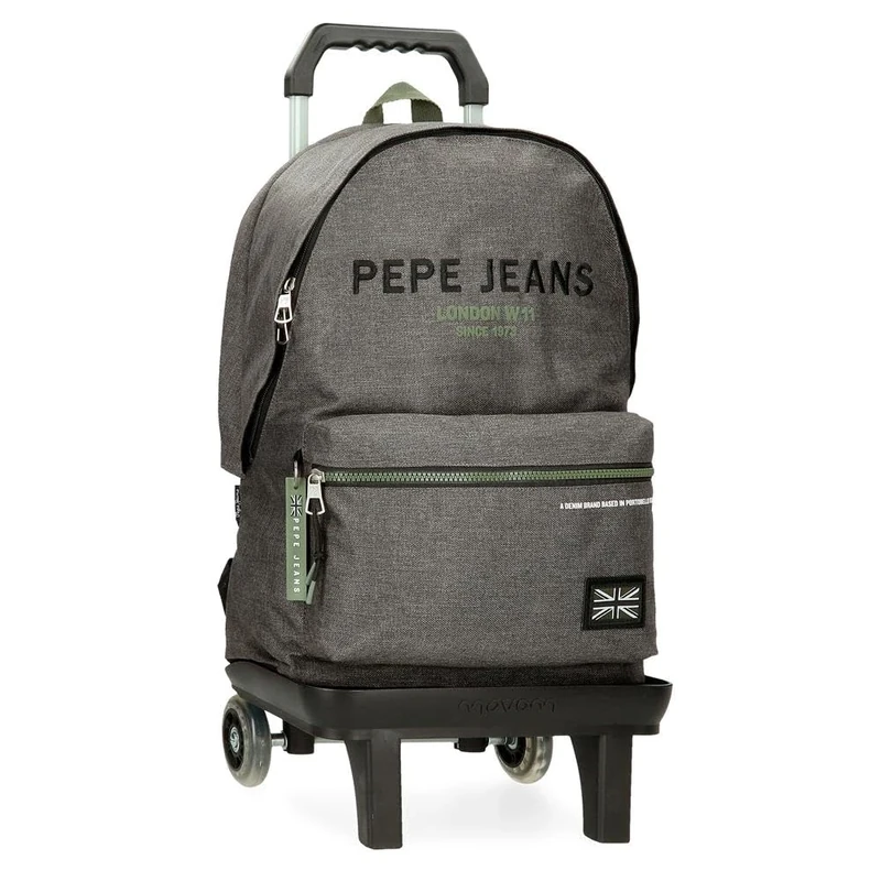 Pepe Jeans Edmon Laptop Backpack 15.6" with Trolley Grey 31x44x17.5cm Polyester by Joumma Bags