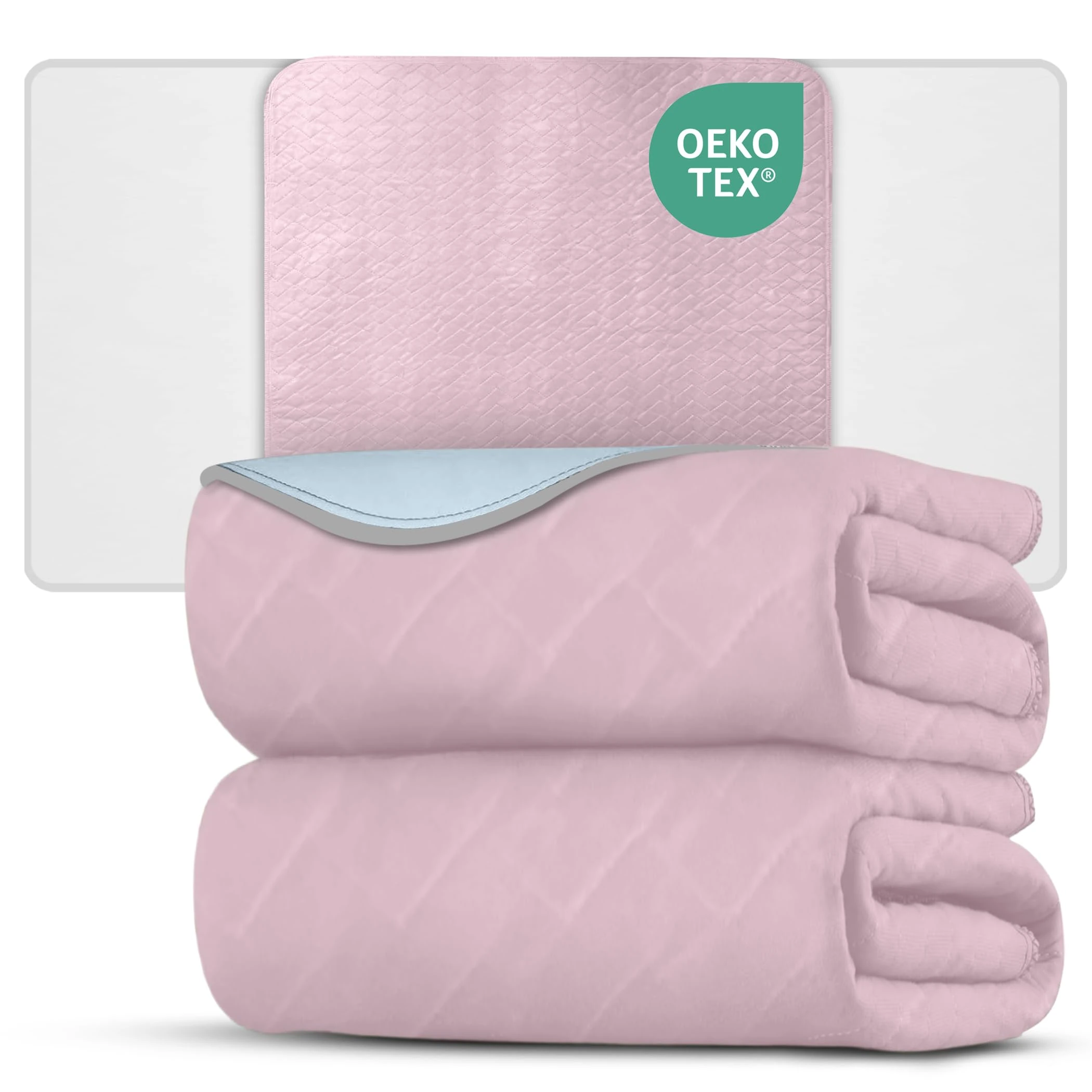 6 x Washable Incontinence Bed Pads with Tucks/Flaps | 85 x 90 cm | Incontinence Bed Sheets | Suitable for Single Bed | Absorbent Pads | Reusable & Pink | (3 Packs of 2)