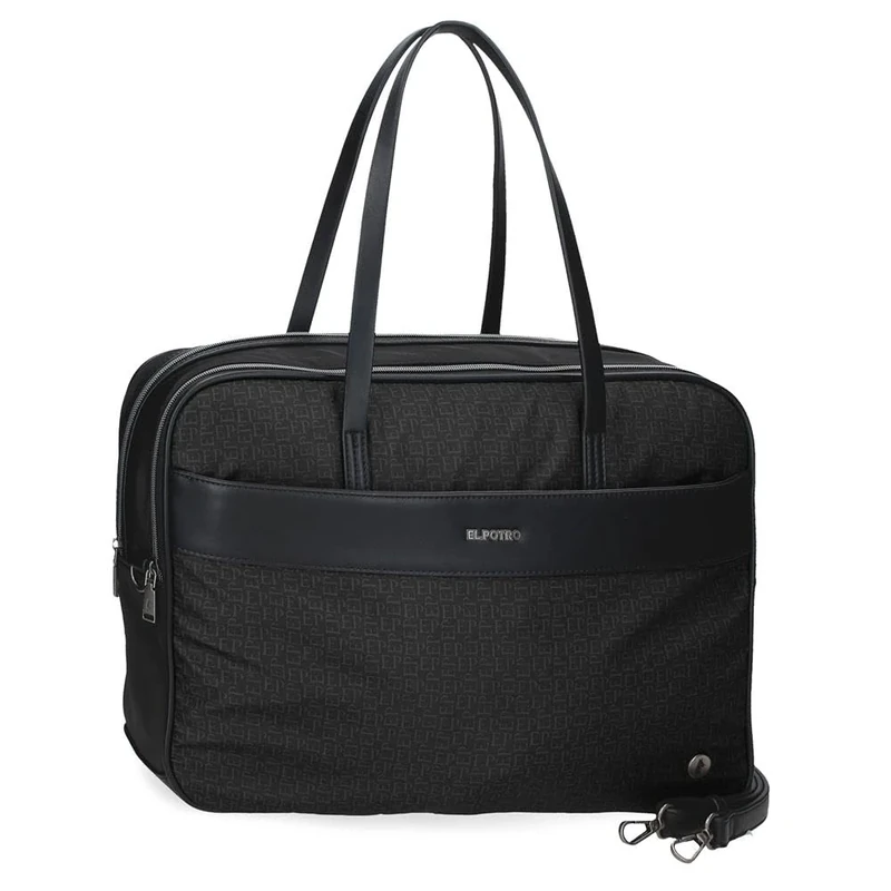 El Potro Luna Laptop Briefcase Double Compartment Adaptable Laptop 15.6 Inches Black 40x32x8cm Polyester with Faux Leather Details by Joumma Bags