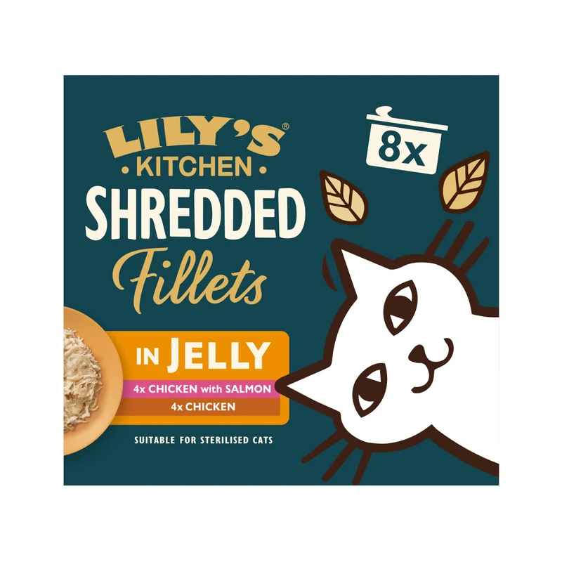 Lily's Kitchen Shredded Fillets in Jelly Adult Wet Cat Food Multipack. 48 Tins. Grain-free recipe with Natural Ingredients