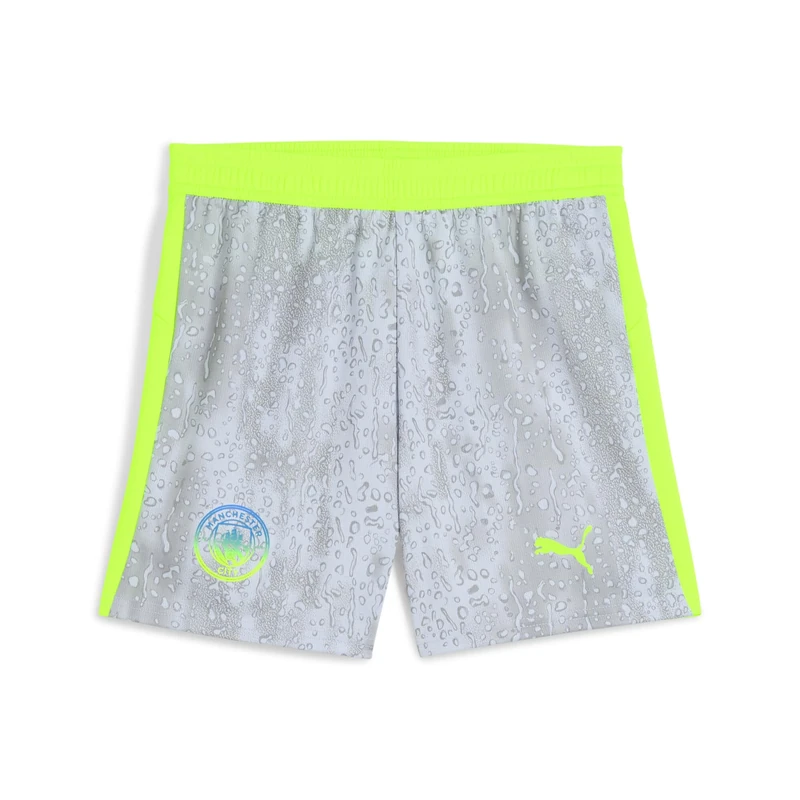 PUMA Manchester City FC Kids' Shorts with Blocking 25/26, Blue (Cool Weather x Pro Green), 116
