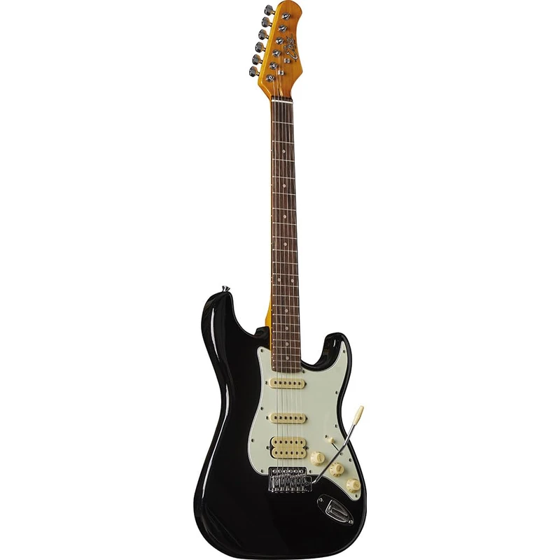 EKO GUITARS ST‑350 Electric Guitar, Poplar Body, Maple Handle, Laurel Fingerboard, H-S Pickup, Tremolo Bridge, 22 Frets, 650 mm Scale, Black