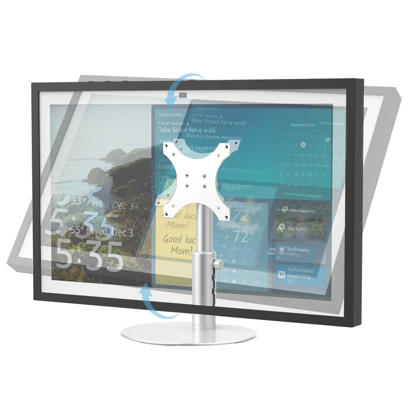 Premium Anodized Aluminum Stand for Show 15/21 (1st, 2nd Gen)- 5.5lbs Capacity, Stable & Height Adjustable. Ideal for kitchen recipe viewing, home office work, and living room entertainment,Silver