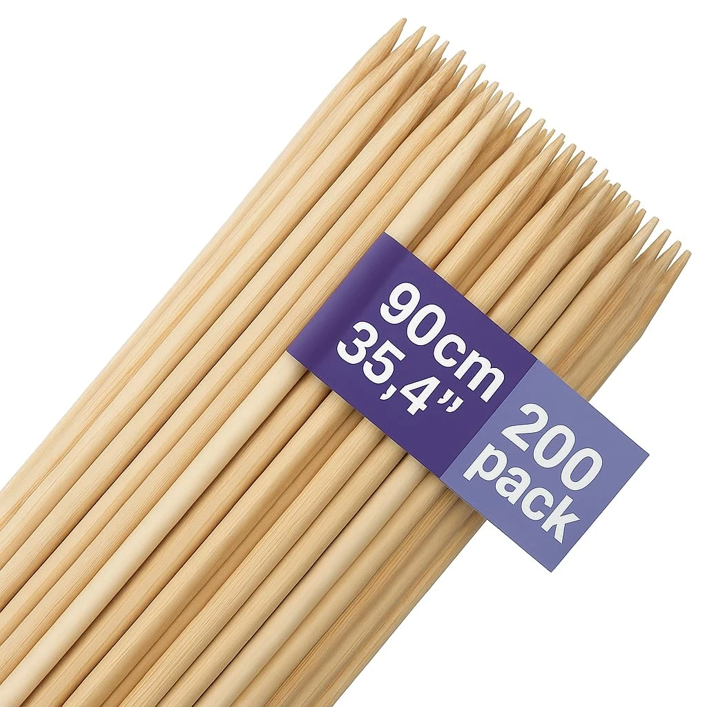 MATANA 200 Extra Long Marshmallow Roasting Sticks, 90cm/35 Inches (0.6cm/6mm Thick) - XL Wooden Skewers for Toasting Smores, Grilling, Fire Pit, Bonfires, Camping, Parties - Sturdy & 100% Natural