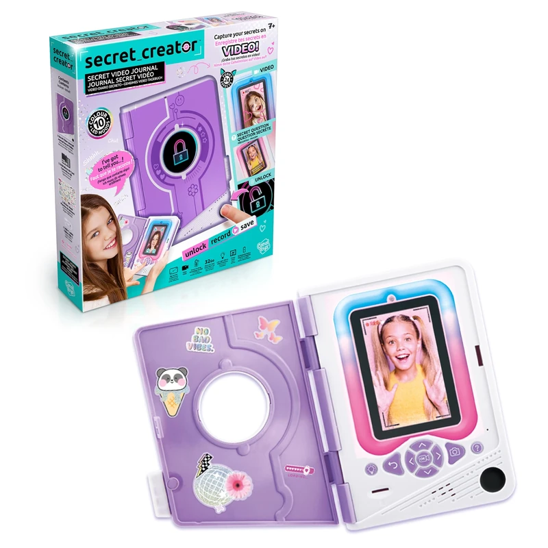 Secret Creator Secret Video Journal – Fingerprint-Locked Video Diary with LED Lights, 15 Filters & 32GB Storage – Secure, Creative, electronic Journal for Kids Aged 7+