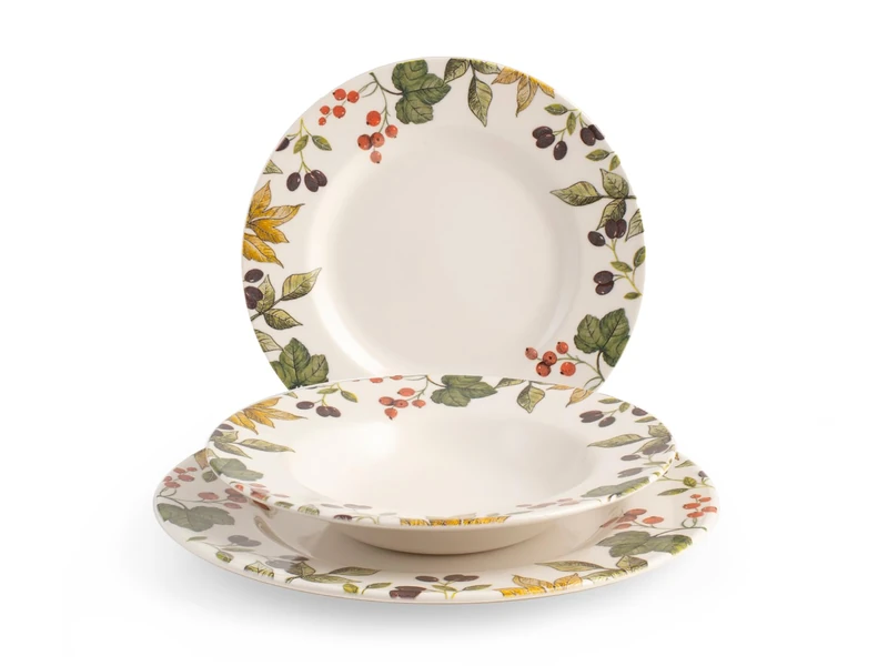 James Sadler & Sons - Fruit of Forest 18 Piece Dinner Set in Decorated Earthenware - Dishwasher and Microwave Safe