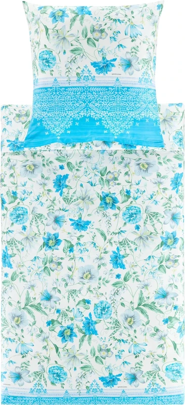 Bassetti Casablanca 9332098 Bed Linen + 1 Pillowcase 100% Cotton Satin Celeste C1 Dimensions: 135 x 200 cm + 1 K 80 x 80 cm