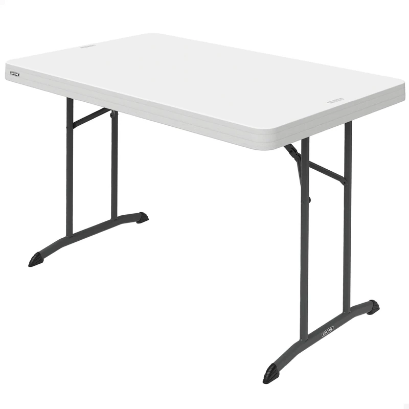 LIFETIME 92211 White Folding Table, Table Top 122 x 76 cm, Height 74 cm, High Density Polyethylene, UV Protection, Waterproof, Metal Folding Legs, Indoor and Outdoor Use