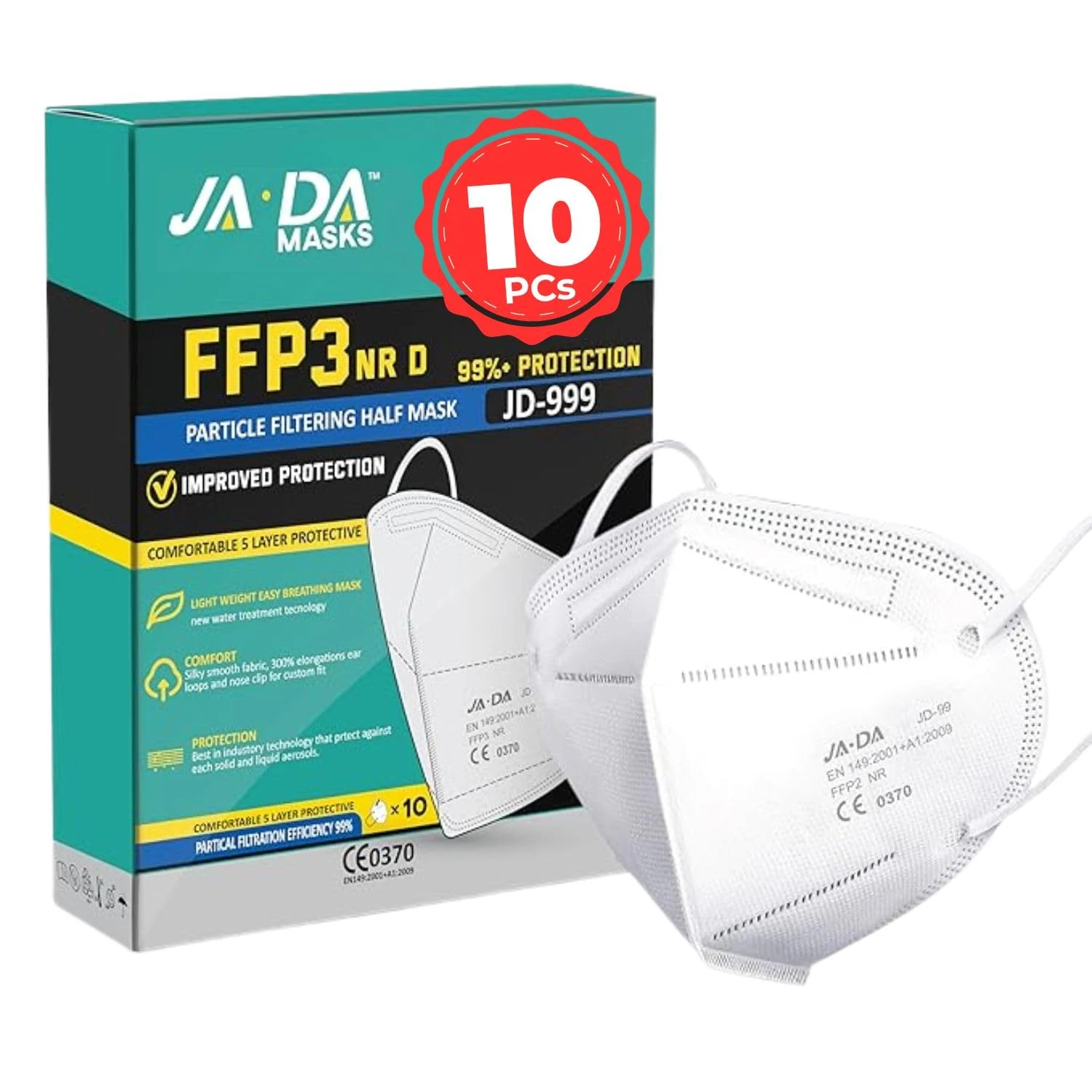 Cleanstro FFP3 Masks With >99% Filtration Efficiency -7 Layer Disposable Face Mask UK Certified - Feel Safe, Breathe Easy - Secure DIY Dust Masks for Building Work, Sanding-EN149:2001+A1:2009 (10)