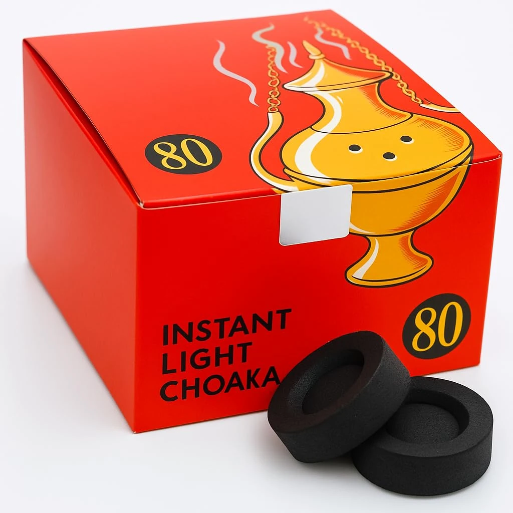 Instant Light Shisha Hookah Charcoal – 80 Quick Lighting Charcoal Discs