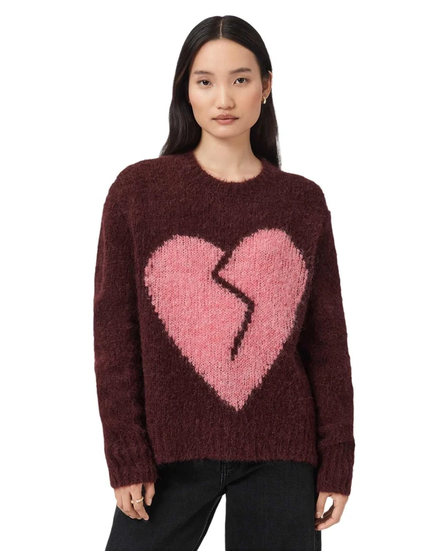 Allsaints Women's Luvheart Crew Sweatshirt - Oxblood Red/Pink M - Image 1