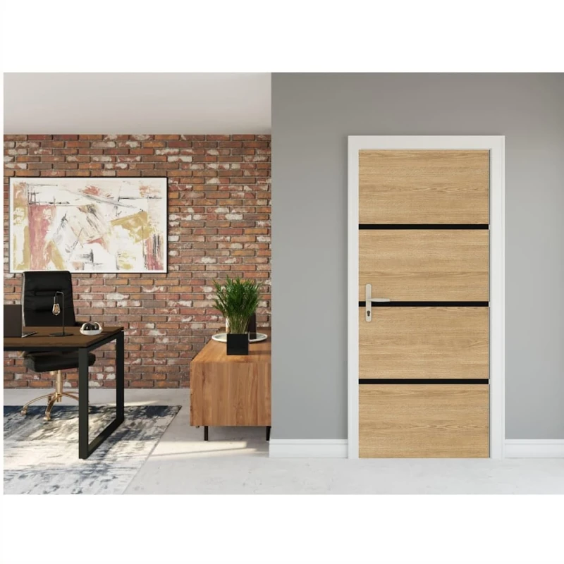 NORDLINGER PRO Door Renovation Kit with Oak Design and Black Profiles – Adhesive