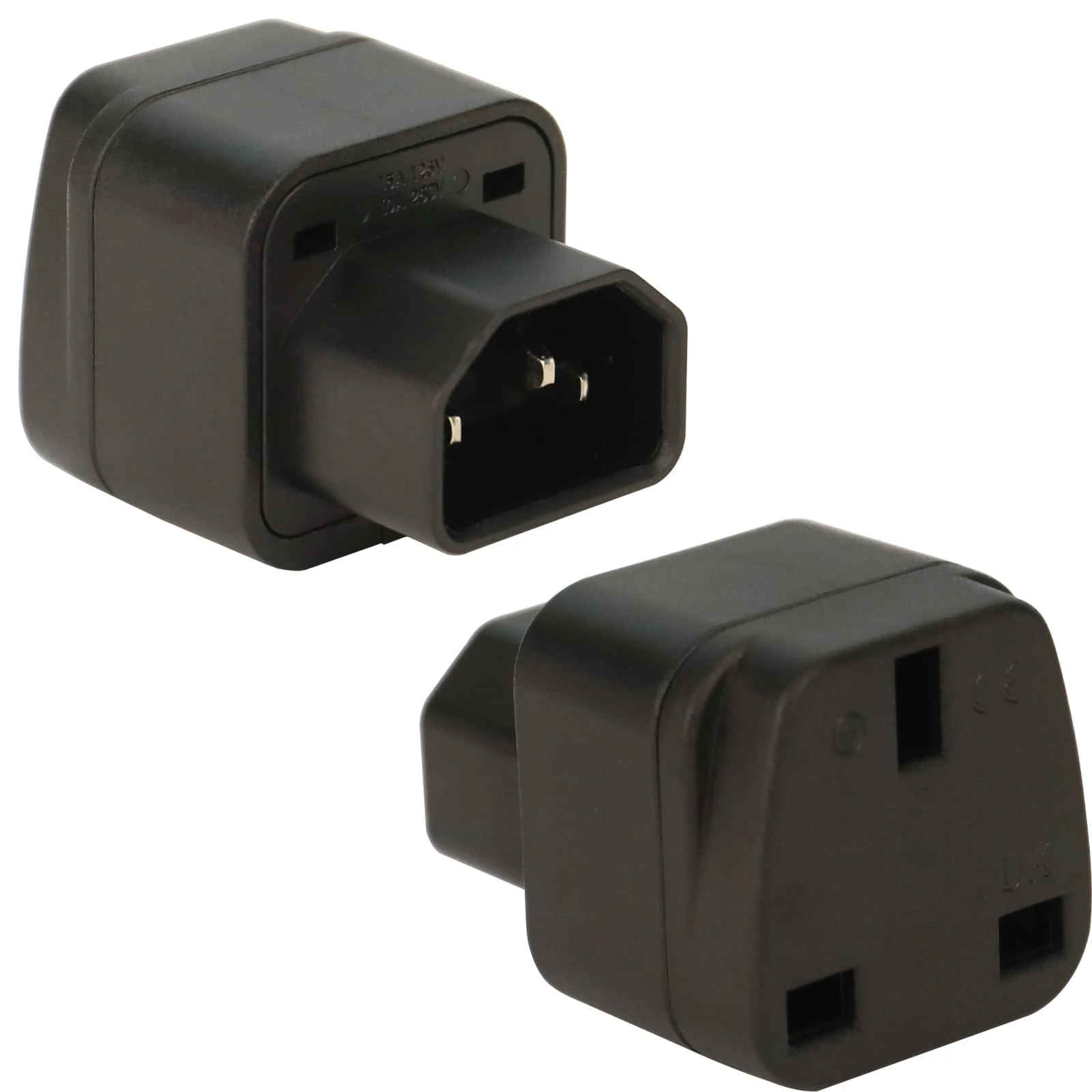 MejaRizon C14 to UK Outlet Socket, 2 Pack, IEC 60320 Plug, IEC 320 C14 Male to UK, UK Adapter Plug, C13 Socket Conversion Adapter, Black