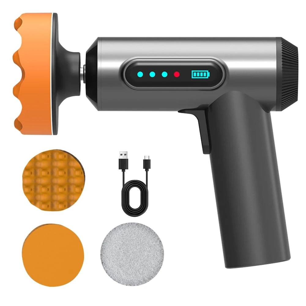 HIULLEN Cordless Car Polisher, Cordless Car Buffer Polisher, Car Buffer Polisher Machine, 20000 RPM Speed, 3 Polishing Pads, for Car Care Clean Detailing Polishing Waxing (Basic Type)