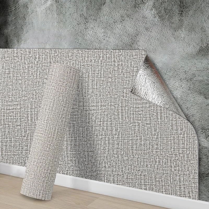 Snewvie Self Adhesive Thermal Insulation Wallpaper,Thermal Wallpaper Self Adhesive 10 Roll=150 sq.ft 3mm Thicken Peel and Stick Grey Textured Wall Paper for Ceilings Kitchen Bedroom Livingroom